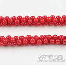 Coral Beads, Red, 3*6mm faceted peanut shape, Sold per 15.7-inch strand