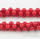 Coral Beads, Red, 5*9mm faceted peanut shape, Sold per 15.7-inch strand