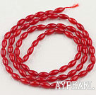 Coral Beads, Red, 3*6mm rice shape, Sold per 15.7-inch strand