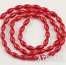 Coral Beads, Red, 4*8mm rice shape, Sold per 15.7-inch strand