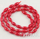 Coral Beads, Red, 5*9mm rice shape, Sold per 15.7-inch strand