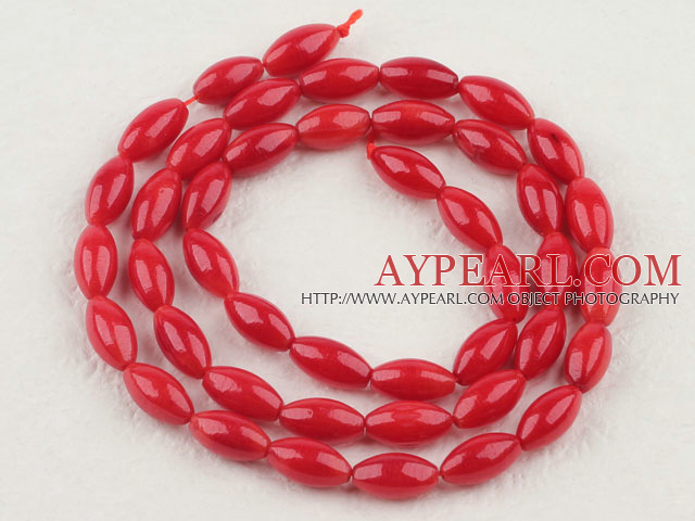 Coral Beads, Red, 5*9mm rice shape, Sold per 15.7-inch strand