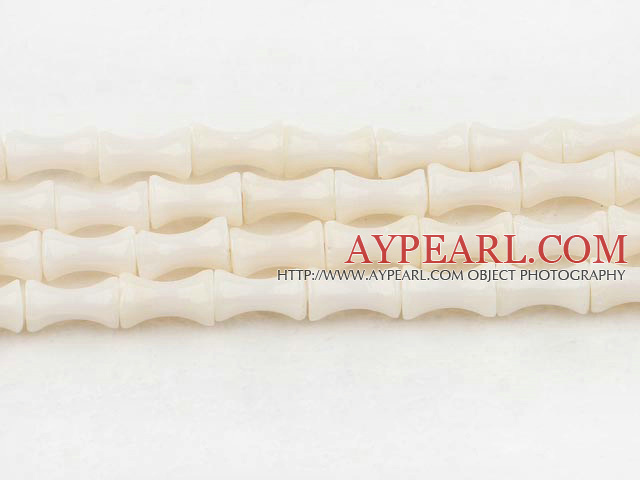Coral Beads, White, 5*9mm bamboo shape, Sold per 15.7-inch strand