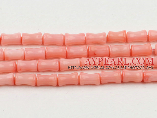 Coral Beads, Pink, 5*9mm bamboo shape, Sold per 15.7-inch strand