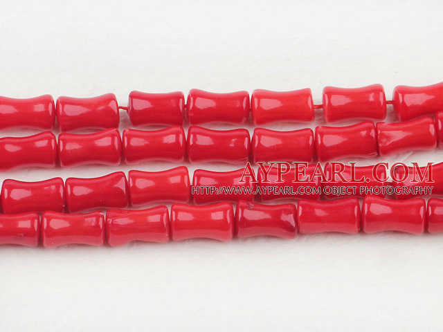 coral beads,5*9mm bamboo,red,sold per 15.75-inch strand