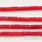 coral beads,3*7mm tube,red,sold per 15.75-inch strand