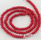 coral beads,2*4mm disc,red,sold per 15.75-inch strand