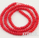 coral beads,3*5mm disc,red,sold per 15.75-inch strand