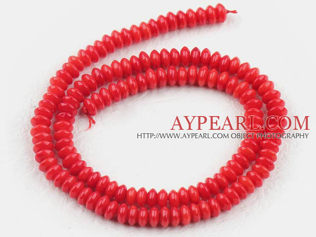 coral beads,3*6mm disc,red,sold per 15.75-inch strand