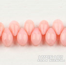 coral beads,5*9mm teardrop,lateral hole,pink,sold per 15.75-inch strand