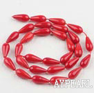 coral beads,6*12mm teardrop,straight hole,red,sold per 15.75-inch strand