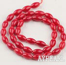 coral beads,6*12mm rice,red,sold per 15.75-inch strand