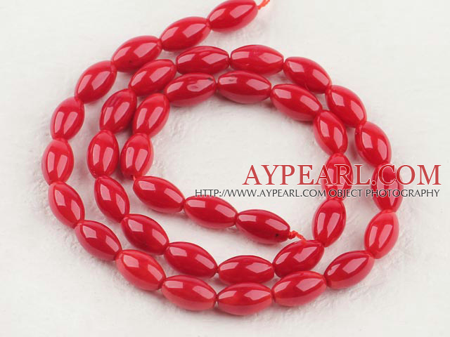 coral beads,6*12mm rice,red,sold per 15.75-inch strand