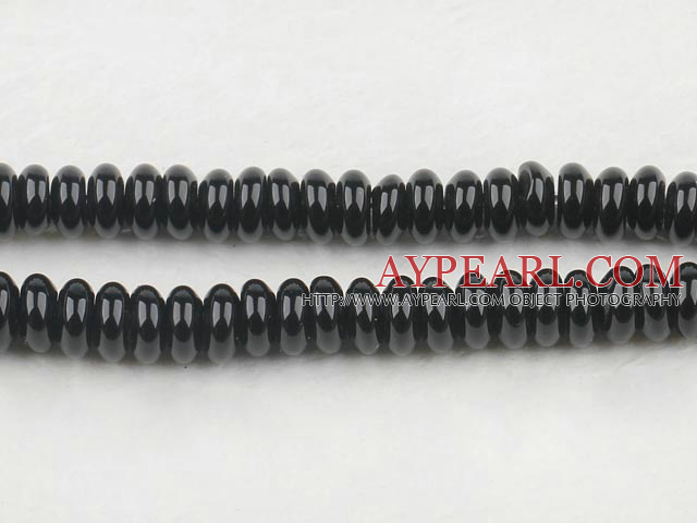 black agate beads,3*6mm abacus,Grade A,sold per 15.75-inch strand