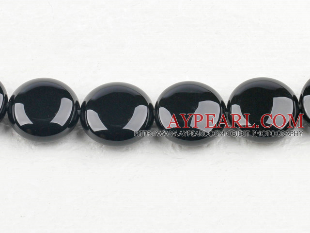 black agate beads,14mm flat oval,Grade A,sold per 15.75-inch strand