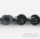 black agate beads,10mm crossed buckle,Grade A ,sold per 15.75-inch strand