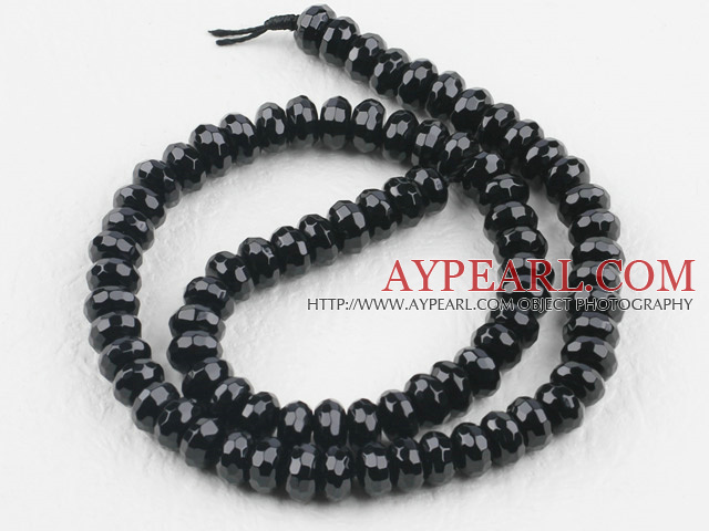 black agate beads,5*8mm abacus,faceted,Grade A ,Sold per 15.75-inch strands