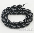 black agate beads,10*14mm drum,faceted,Grade A ,Sold per 15.75-inch strands