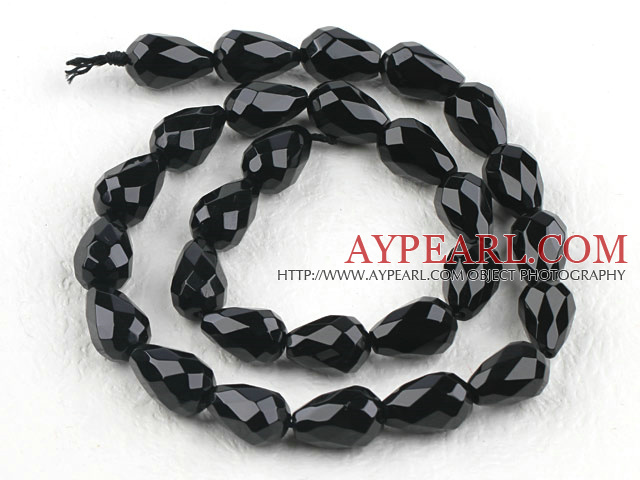 black agate beads,10*14mm teardrop,faceted,Grade A ,Sold per 15.75-inch strands