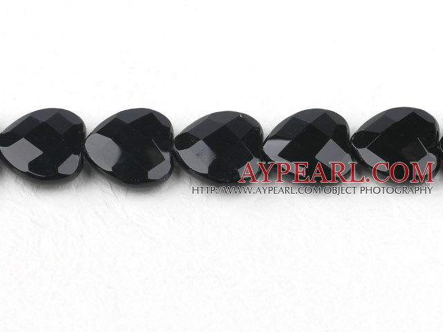 black agate beads,20mm heart,faceted,Grade A ,Sold per 15.75-inch strands