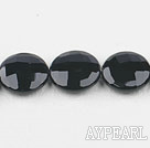 black agate beads,25mm flat oval,faceted,Grade A ,Sold per 15.75-inch strands