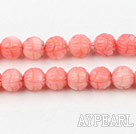 coral beads,8mm,carved with lotus,pink,Sold per 15.75-inch strands