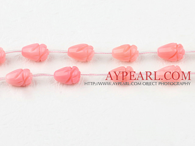 coral beads,9*13mm,carved with rose,pink,Sold per 15.75-inch strands