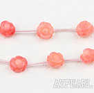 coral beads,5*8mm,carved with rose,pink,Sold per 15.75-inch strands