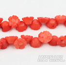 coral beads,4*7mm,carved with morning glory,orange,Sold per 15.75-inch strands
