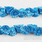 coral beads,6*9mm,carved with morning glory,blue,Sold per 15.75-inch strands