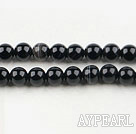 Agate Gemstone Beads, Black, 6mm round, black streak, Sold per 15.7-inch strand