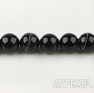 Agate Gemstone Beads, Black, 14mm round, black streak,Sold per 15.75-inch strands