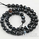 Agate Gemstone Beads, Black, 8mm round, black streak, Sold per 15.7-inch strand