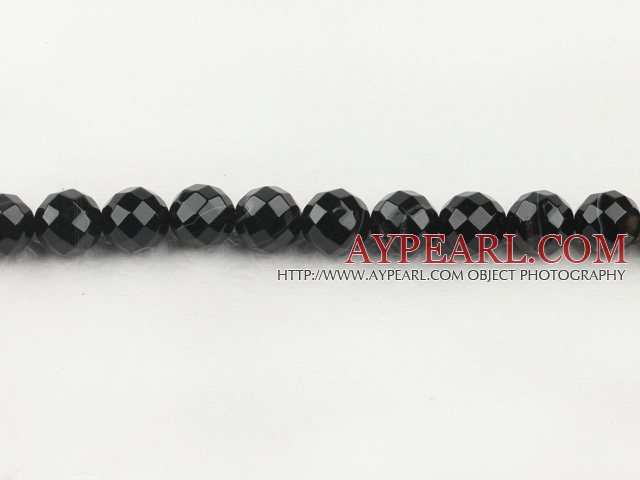 Agate Gemstone Beads, Black, 10mm round, black streak, Sold per 15.7-inch strand