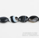 Agate Gemstone Beads, Black, 15*20mm egg shape, black streak,Sold per 15.75-inch strands