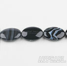Agate Gemstone Beads, Black, 16*25mm egg shape, black streak,Sold per 15.75-inch strands