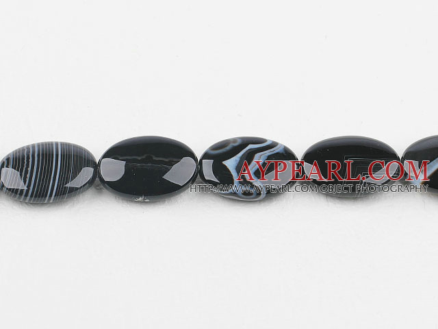 Agate Gemstone Beads, Black, 16*25mm egg shape, black streak,Sold per 15.75-inch strands