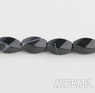 Agate Gemstone Beads, Black, 10*20mm twist black streak,Sold per 15.75-inch strands