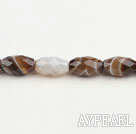 grey agate beads,12*20mm rice,faceted,Sold per 15.75-inch strands