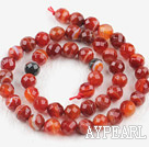 stripe agate beads,8mm round,red ,faceted, sold per 15.75-inch strand