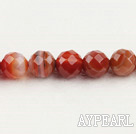 stripe agate beads,10mm round,red ,faceted, sold per 15.75-inch strand