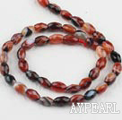 stripe agate beads,6*9mm date core,red ,faceted, sold per 15.75-inch strand