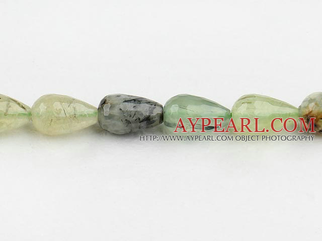 Prehnite beads,10*12mm teardrop,faceted,straight hole,Sold per 15.75-inch strands