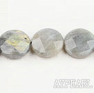 Flashing Stone beads,18mm flat oval, faceted,Sold per 15.75-inch strands