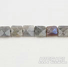 Flashing Stone beads,10mm square, faceted,Sold per 15.75-inch strands