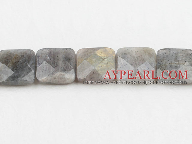 Flashing Gemstone Beads, 16mm faceted square shape,Sold per 15.7-inch strands