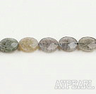 Flashing Gemstone Beads, 8*12mm faceted flat oval,Sold per 7.9-inch strands