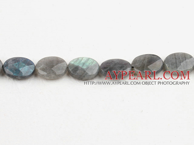Flashing Gemstone Beads, 8*14mm faceted flat oval,Sold per 15.7-inch strands