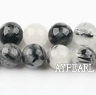 Black Rutilated Quartz beads,12mm round,Sold per 15.75-inch strands