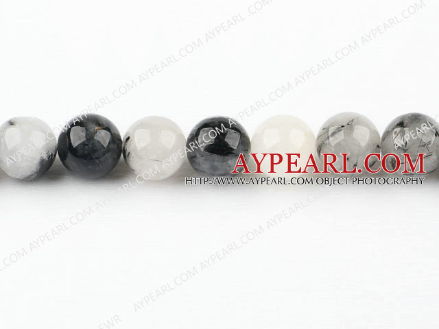 Black Rutilated Quartz beads,16mm round,Sold per 15.75-inch strands
